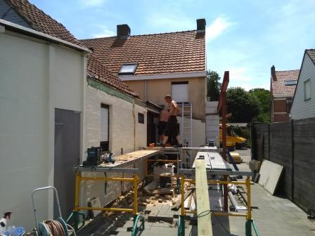 Start van de timmerwerken Start van de timmerwerken
